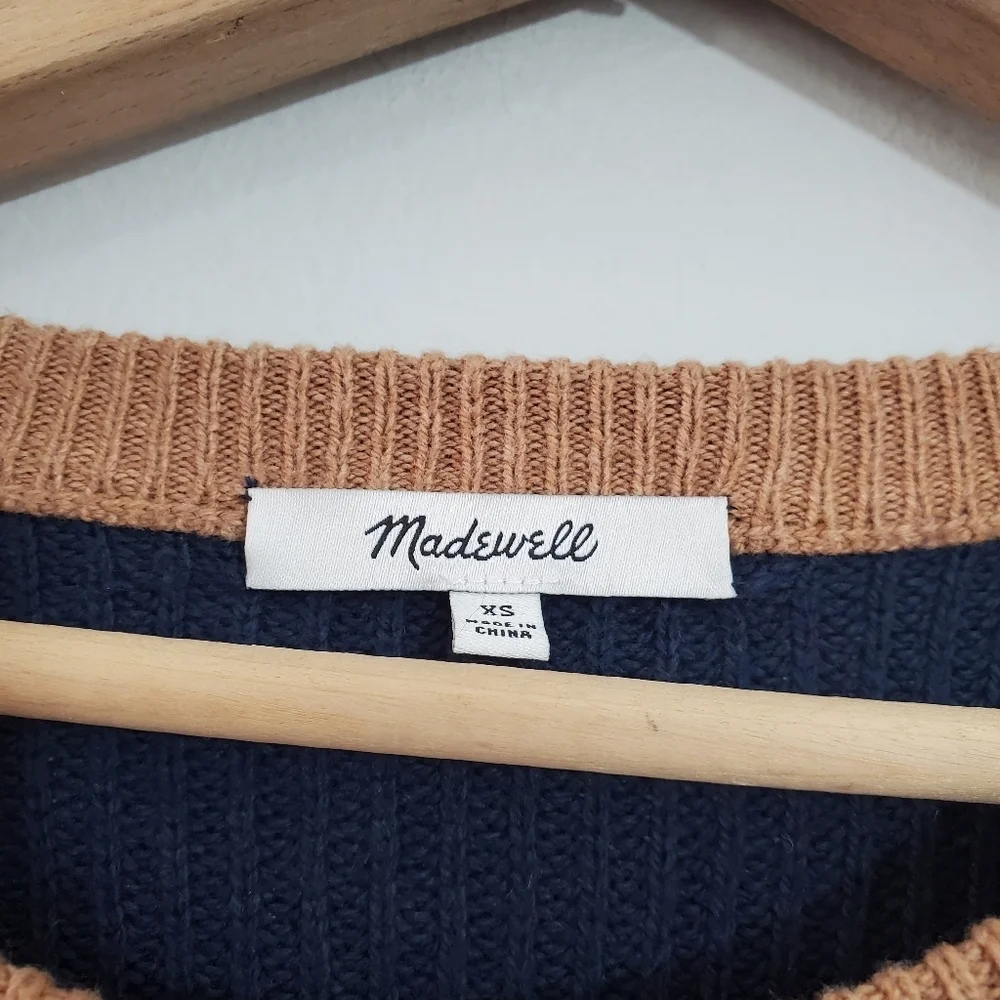 Madewell Tan/Navy Colorblock Sweater
